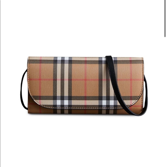 BURBERRY Detachable Strap Check Leather Wallet - Picture 4 of 15